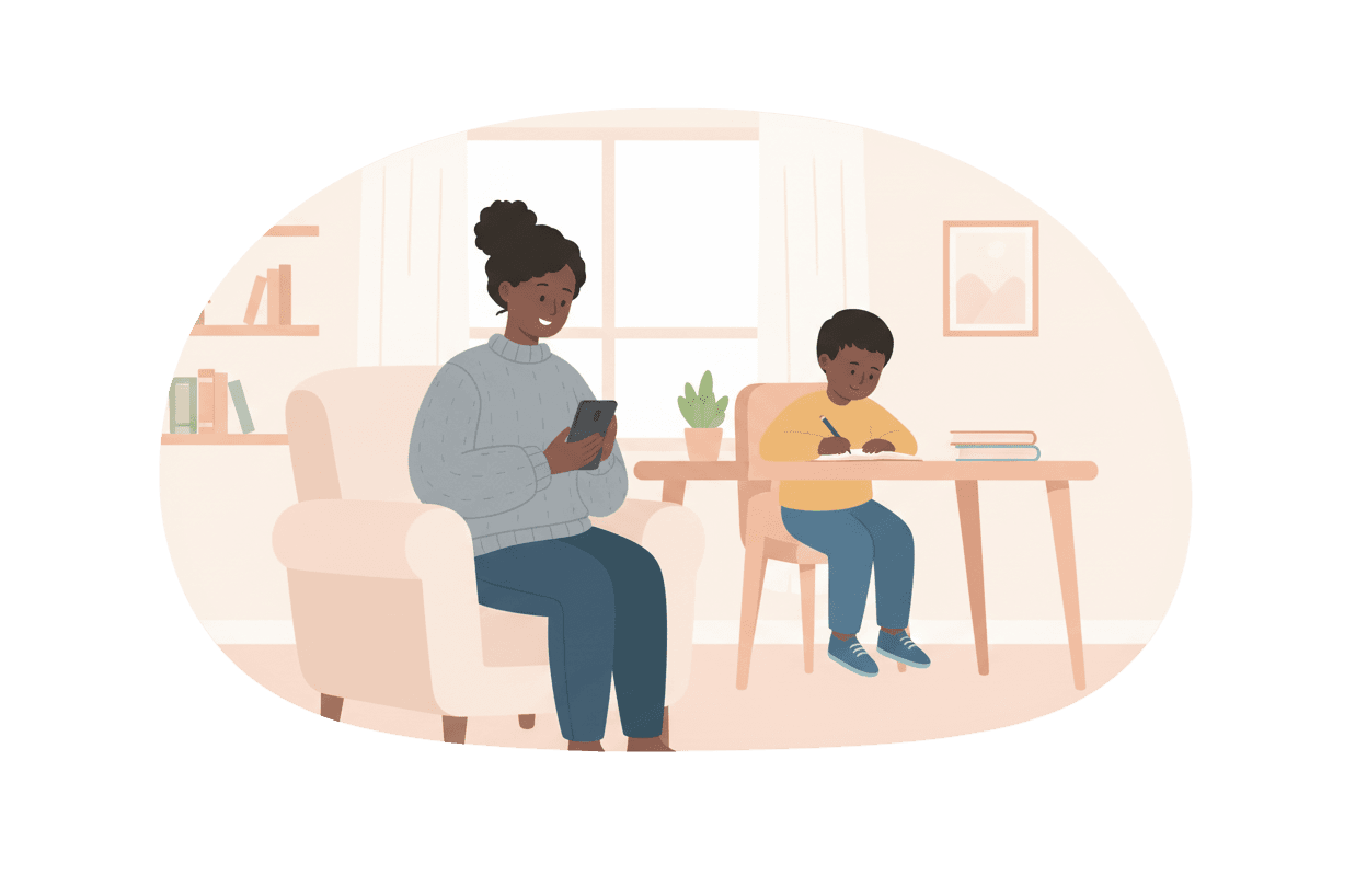 Parent and student reviewing Classity setup on a phone