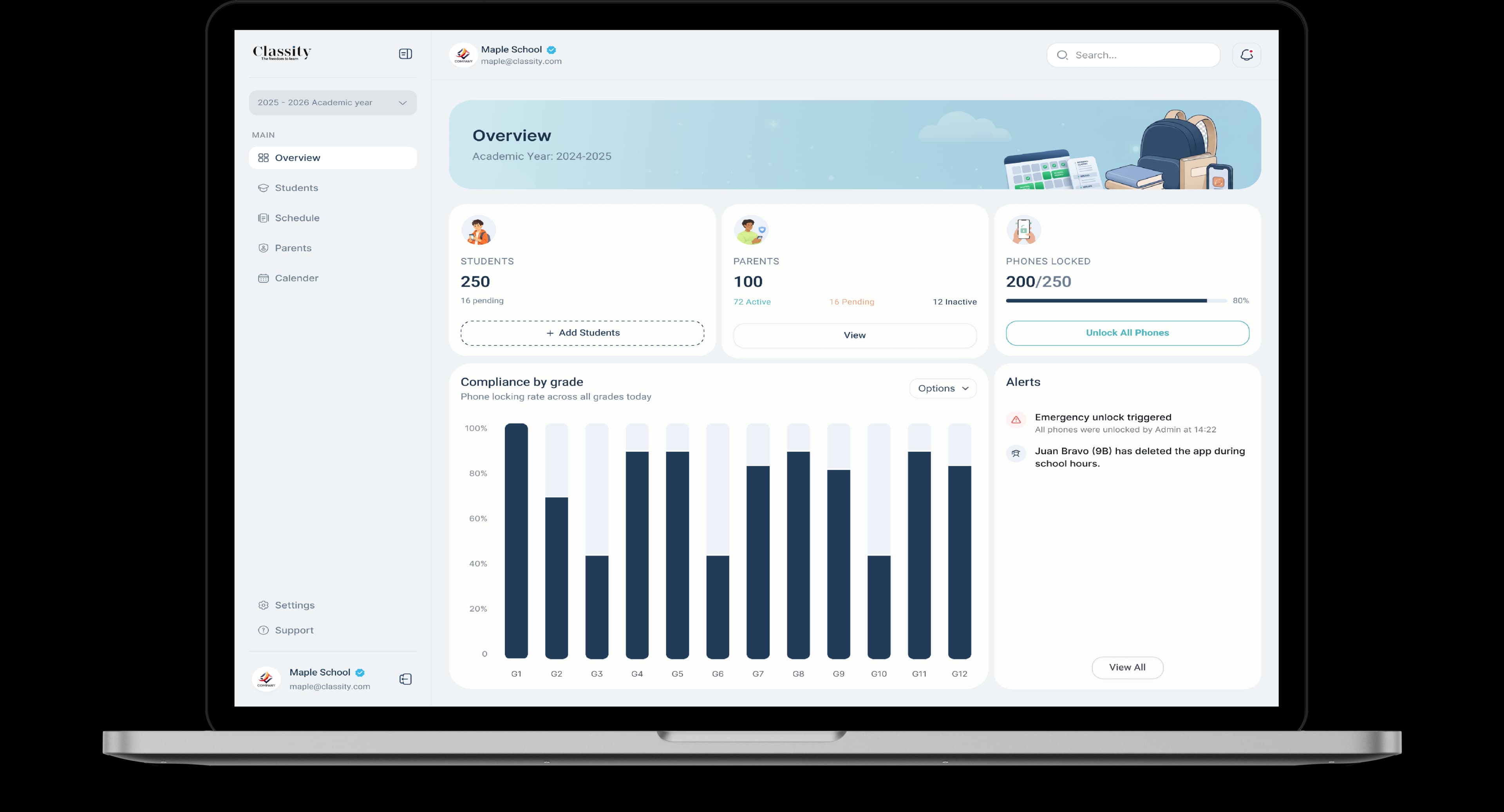 Classity dashboard